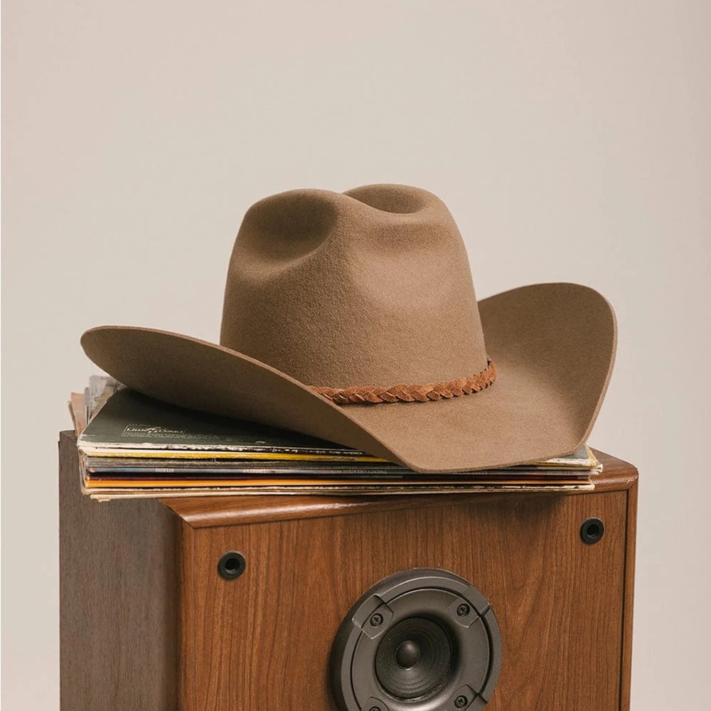 GIGI PIP Classic Braided Band Felt Cowboy Hat in Taupe